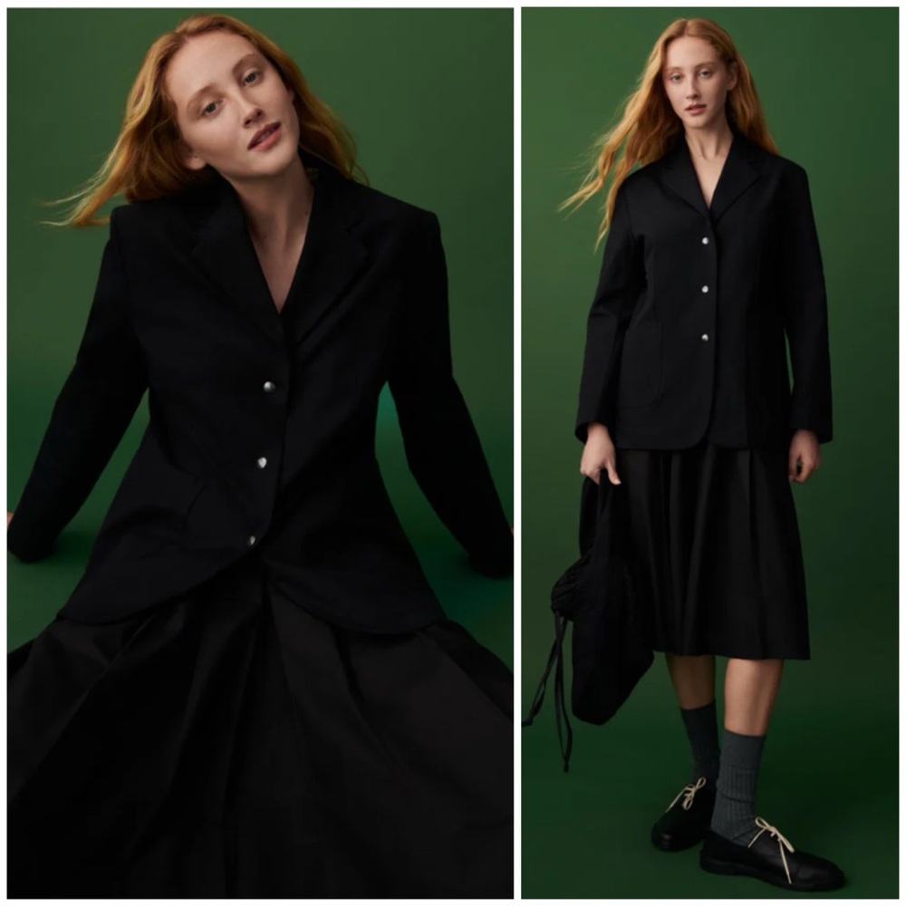 KOWTOW $335 Black Organic Cotton Oversized Composition Blazer Medium Old Money